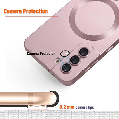 Magnetic for Samsung Galaxy S21 Case,Soft Silicone Samsung Galaxy S21 Phone Case with Camera Protection,Slim Fit Anti-Scratch Samsung Galaxy S21 Case Compatible with MagSafe,Pink - color: Pink, size: S21