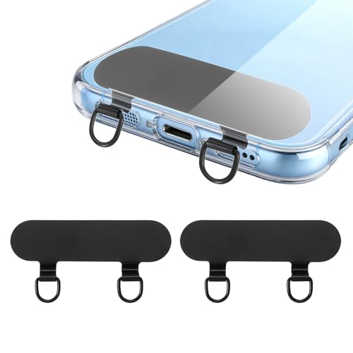 uxcell Double Ear Stainless Steel Clip Phone Lanyard Tab Ultra-Thin Phone - color: Black