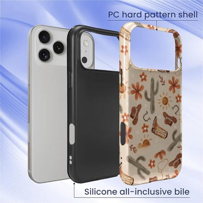 ZHEGAILIAN Case Compatible with iPhone 17 Pro Max,Hybrid 2-Layer Hard Shell for Girl Boy Women Men,Denim Boots Cactus - color: Denim boots cactus, size: iPhone 17 Pro Max