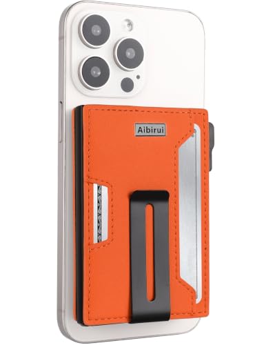 Ridge Wallets for Men,Magsafe Wallet with money clip,Pop up wallet - color: Orange