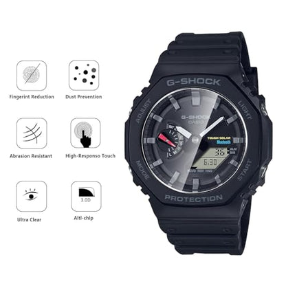5 Pack Tempered Glass for Casio G-shock GA-B2100/G-shock GA-2100 Screen Protector,9H Hardness,Ultra Resistant,Anti-Fingerprints,No Bubbles,HD-Clear,Full Coverage Watch Film - color: Casio G-shock GA-B2100/G-shock GA-2100-1