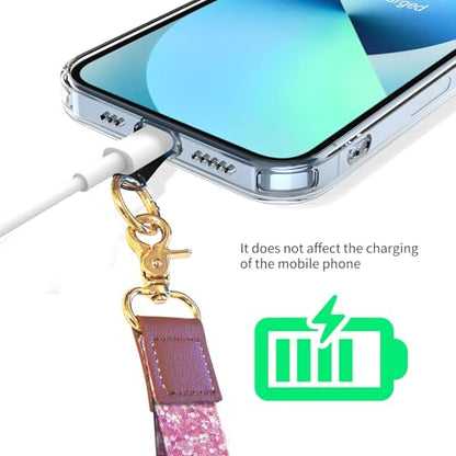 Cell Phone Lanyard Adjustable Crossbody Strap, Cute Phone Neck Wristlet Wrist Strap Patch for Keys Case Accessories - color: Pink Glitter