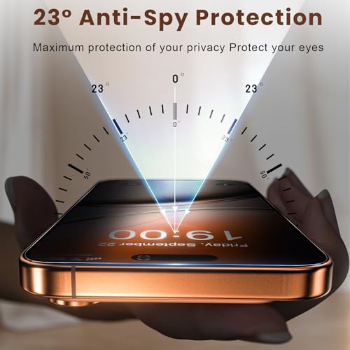 Fotbor Compatible for iPhone 17 Pro Max Privacy Screen Protector 6.9 Inch 2 Pack, [Face ID Support] True 23° Anti Spy Tempered Glass with [Auto Dust Installation], 12 FT Military-Grade Protection [Zero Bubble] Case Friendly