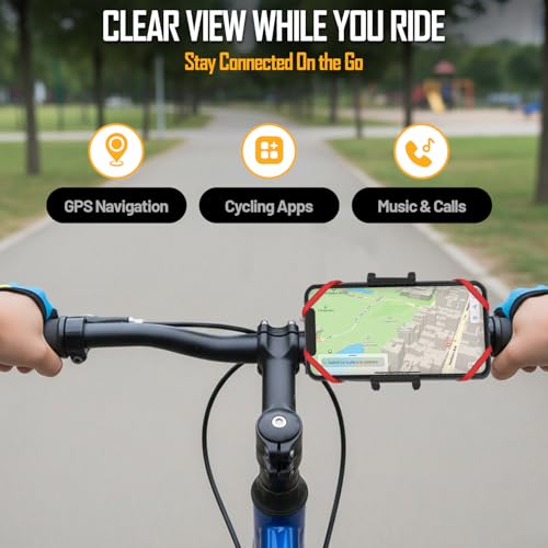 TruActive Premium Bike Phone Mount Holder for Kids and Teens | Universal Cell Phone Mount for 4"-7" Phones | Includes 6 Reusable Color Bands | Tool-Free Handlebar Mount Install for Boys & Girls Bikes - style: Bike Phone Mount 2