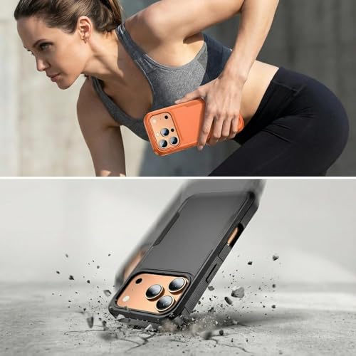 for Apple Recommend Shockproof iPhone 17 Pro Max Case,[15 FT Military Grade Drop Protection],with 2X [Kevlar 9H Glass Screen Protector] Air Bumpers Full-Body Protective Phone Case, Matte Black