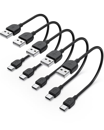 5-Pack 0.75ft 3A Short USB A to USB C Fast Charging Cables