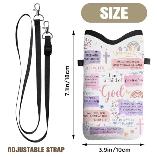 Cell Phone Sleeve Pouch with Adjutstable Strap - Christian Gifts - color: Child of God