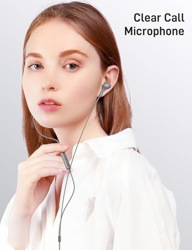 USB C Headphones for Apple/iPhone Duo 18 17 16 15 Wired Earbuds with Case - color: Grey