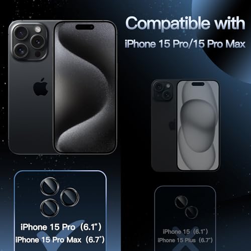 JETech Camera Lens Protector for iPhone 15 Pro/15 Pro Max, Space Black - color: Space Black