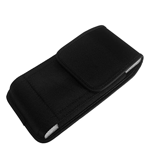 Nylon Cellphone Holster for Cricket Magic 2 5G, Outlast, Motivate Max, TCL 50 60 xe XL,Samsung s25 S26/Note20 Ultra - Vertical Case Canvas Waist Carrying Pouch with Belt Clip/Loops, Black - size: Large