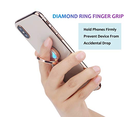 Glitter Bling Bling Phone Ring Holder,Sparkle Phone Ring Grip Artificial Diamond Stand,Rhinestone Cell Finger Ring for Phones,Pad(Rose Gold) - color: Rose Gold
