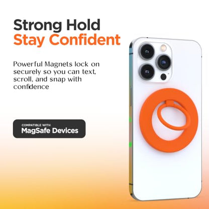 FELONY CASE - Neon Orange Ring Grip and Stand - Version 2.0- Improved Stronger Magnet, Magnetic Phone Ring Holder for MagSafe Compatible iPhone 17, 16, 15, 14, 13, 12, Pro, Pro Max Air-Drop Protection - color: Neon Orange