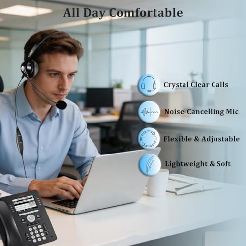 Callez Mono RJ9 Telephone Headset for Avaya Plantronics Mitel ShoreTel NEC