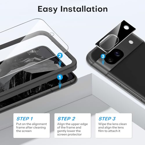 OMOTON 3+2 Pack for Google Pixel 8a Screen Protector 6.1 inch - size: Pixel 8a-6.1 inch