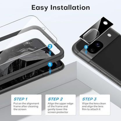 OMOTON 3+2 Pack for Google Pixel 8a Screen Protector 6.1 inch - size: Pixel 8a-6.1 inch