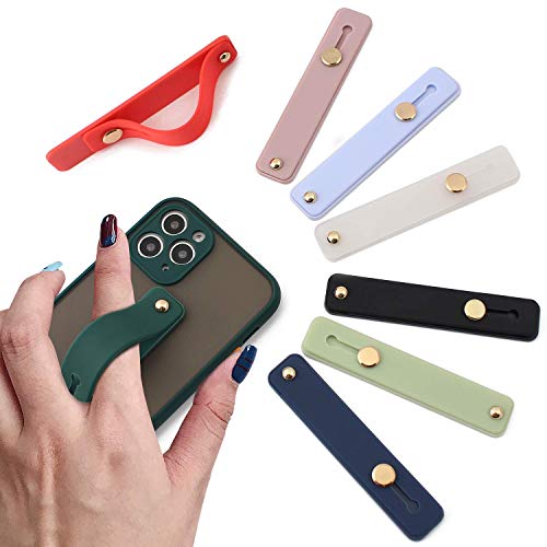 Removable and Reusable Cell Phone Grip Strap, Yetaida Telescopic Finger Kickstand Bracket Universal Silicone Phone Holder Stand and Portable Finger Loop for Most Smartphones Case (Pink) - color: Pink