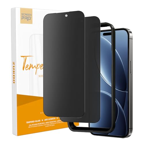 2 Pack for iPhone 17 Pro Max 6.9" Matte Privacy Screen Protector Anti-glare Anti-spy Tempered Glass Film Anti-fingerprint Easy Installation - size: iPhone 17 Pro Max