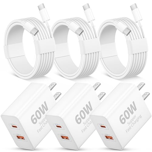 iPhone 17 16 15 Charger Fast Charging, 3 Pack 60W USB C Super Fast Charger - size: 3Pack-6FT