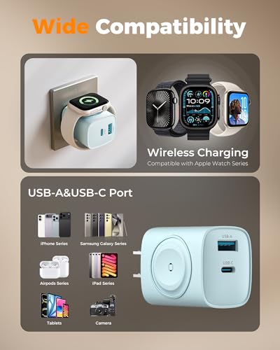 TESSAN Charging Blocks for Apple Watch Charger, USB C Charger Block 3-in-1 - color: Blue