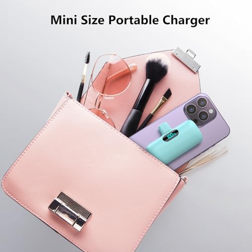 Mini Portable Charger USB C Power Bank,5000mAh PD Fast Charging Battery Pack Built-in USB-C Connector Travel Essential for iPhone17/Pro/17Pro Max/16e/Air/16 Plus/16Pro Max/15 All Series,Android Green - color: Green