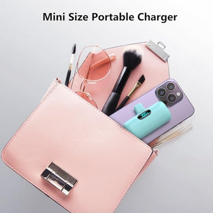 Mini Portable Charger USB C Power Bank,5000mAh PD Fast Charging Battery Pack Built-in USB-C Connector Travel Essential for iPhone17/Pro/17Pro Max/16e/Air/16 Plus/16Pro Max/15 All Series,Android Green - color: Green