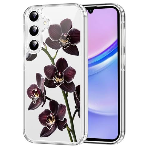 Clear Case for Samsung Galaxy A15 5G 6.5", Aesthetic Cute Orchid Floral Pattern Printed, Trendy Flower Design for Women Girly, Soft TPU Slim Shockproof Transparent Phone Cover for Samsung A15 - color: Orchid, size: Samsung Galaxy A15 5G
