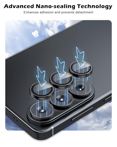 CloudValley for Samsung Galaxy S26 Camera Lens Protector, 9H Tempered Glass + Aluminum Alloy Lens Protective Ring Ultra-HD Tempered Glass Cover,Black - color: Black