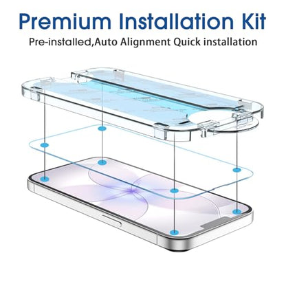 amFilm OneTouch for iPhone 17e Screen Protector 6.1'' Tempered Glass - size: C