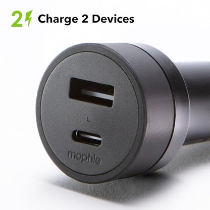 Mophie 42W Dual USB-C + USB-A Car Charger, Universal AUX Compatibility - style: USB-C & USB-A