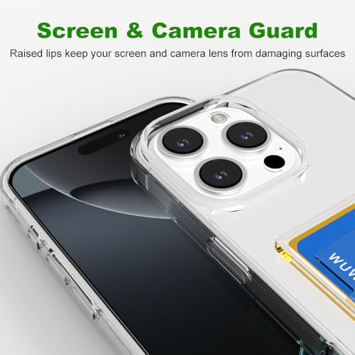 for iPhone 16 Pro Max Clear Card Case - Hybrid Slim Fit Transparent Wallet Cover with Card Holder Slot, TPU + PC, Anti-Yellowing, 6.9" 2024 - color: Clear, size: iPhone 16 Pro Max