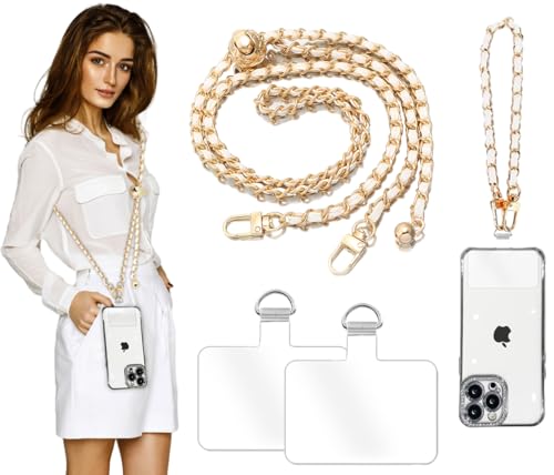 2Pcs Phone Crossbody Lanyard and Wrist Strap, Universal Cell Phone Lanyard Strap with 2Tether Tab - color: D
