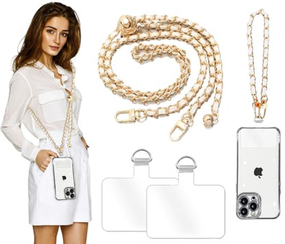 2Pcs Phone Crossbody Lanyard and Wrist Strap, Universal Cell Phone Lanyard Strap with 2Tether Tab - color: D