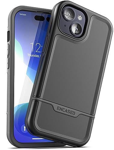 ENCASED Shockproof Case Compatible with iPhone 16 - Ultra Protective Heavy Duty Magnetic Phone Cover, Rebel Series (Black, iPhone 15) - color: Black, size: iPhone 15