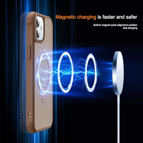 SKYLMW Compatible with iPhone 12/12 Pro Case with Stand,Desert Brown | iPhone 12 Case iPhone 12 Pro Case 6.1",Magnetic Ring Stand,Compatible with MagSafe,Military Protection,Great Grip Feeling - color: Desert Brown, size: Iphone 12 & Iphone 12 Pro