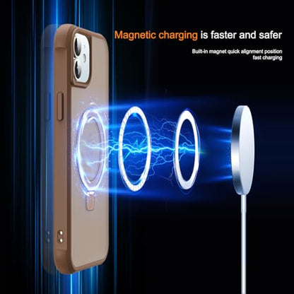 SKYLMW Compatible with iPhone 12/12 Pro Case with Stand,Desert Brown | iPhone 12 Case iPhone 12 Pro Case 6.1",Magnetic Ring Stand,Compatible with MagSafe,Military Protection,Great Grip Feeling - color: Desert Brown, size: Iphone 12 & Iphone 12 Pro