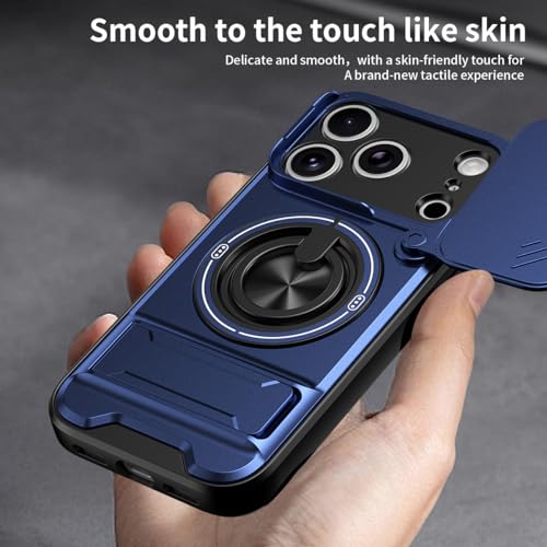 Dssairo for iPhone 17 Pro Max case with 360°Rotation Magnetic Ring Compatible with MagSafe Slide Camera Cover Foldable Stand Military-Grade Shockproof Protective case (Blue, iPhone 17 Pro Max) - color: Blue, size: iPhone 17 Pro Max