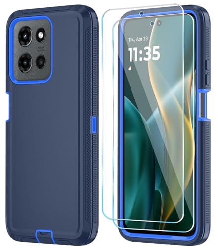 Qinmay Phone Case for Motorola Moto G 2025/Moto G Play 5G 2025 Case with HD Screen Protector, Heavy Duty Shockproof & Dropproof 3-Layer Cover Phone Case,DarkBlue - color: DarkBlue