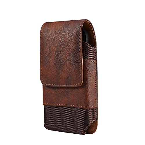 Phone Holster for Samsung Galaxy A17 A16 A15 A25 A35 A55 A57, S26 Ultra, S25 S24 S23 S22 Ultra Plus FE/iPhone 16 Pro Max/Moto G Power Cell Phone Pouch Case with Belt Clip Loop Card Holder (Brown #A) - color: Brown - Vertical