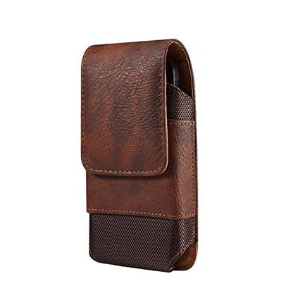 Phone Holster for Samsung Galaxy A17 A16 A15 A25 A35 A55 A57, S26 Ultra, S25 S24 S23 S22 Ultra Plus FE/iPhone 16 Pro Max/Moto G Power Cell Phone Pouch Case with Belt Clip Loop Card Holder (Brown #A) - color: Brown - Vertical