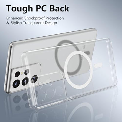 RALEAVO for Samsung Galaxy S21 Ultra Case Clear Magnetic Phone Case [Compatible with MagSafe] Slim Transparent Acrylic Hard Back Military Drop Protection Phone Cover,Clear - color: Magnetic & Clear, size: S21 Ultra