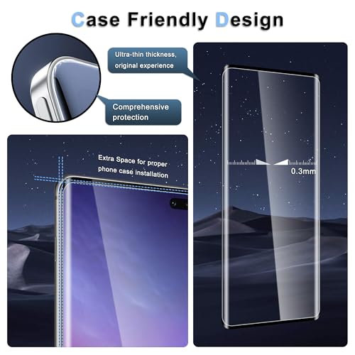 2+2 Pack for Samsung Galaxy S10 Plus Screen Protector, 9H Tempered Glass + Camera Lens Protector, Full Coverage, Case Friendly, Anti-Scratch, Bubble-Free for S10 Plus 5G 6.4” - size: 6.4 Inch-Galaxy S10 Plus