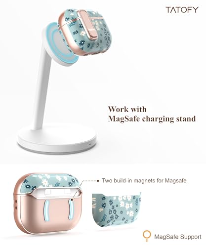 TATOFY for AirPods Pro 2nd Generation Case with Lock Carabiner Cleaner, Slim AirPod Pro 1st & 2nd Hard Case Cover, Compatible with MagSafe (Cyan) - color: Cyan, size: AirPods Pro 1st & 2nd Gen