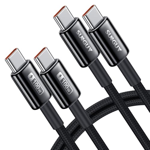 SUNGUY 100W USB C Cable 3.3FT 2Pack, 5A USB C Cable with E-Marker Chip - size: 3.3FT
