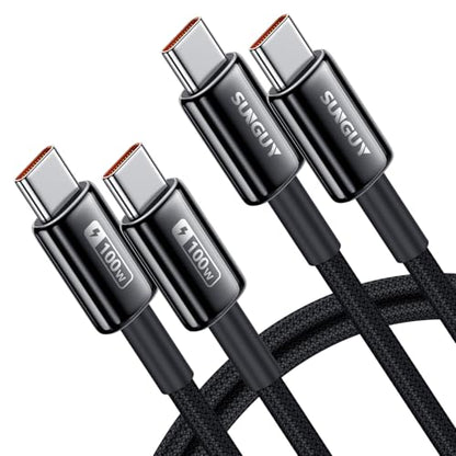 SUNGUY 100W USB C Cable 3.3FT 2Pack, 5A USB C Cable with E-Marker Chip - size: 3.3FT