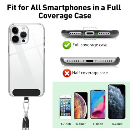 SHANSHUI Phone Lanyard, 2 Pack Adjuatble Wrist Straps Crossbody Nylon Cell Phone Leash and 2 Pack Tether Pads Compatible with iPhone & All Smartphones in Full Cover Cases - color: Grayx2+Black