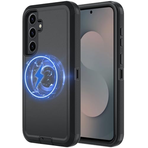 Magnetic Case for Samsung Galaxy S25 FE 5G Case, S25 FE Heavy Duty case, [Glass Screen Protector] [Military Grade Protective ] [Shockproof] [Dropproof] [Dust-Proof] (Black-Belt Clip-MAG) - color: Black-Belt Clip-MAG