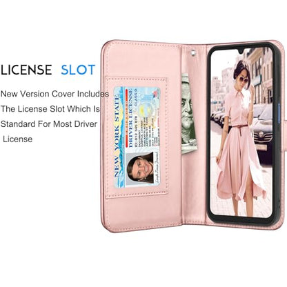 Galaxy A15 5G Case, Galaxy A15 5G Wallet Case, Tekcoo Luxury PU Leather Cash Credit Card Slots Holder Carrying Folio Flip Cover [Detachable Magnetic Hard Case] Kickstand for Samsung A15 5G [Rose Gold] - color: W-Rose Gold