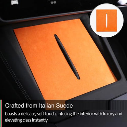Suede Wireless Charger Pad for Tesla Model 3 24-26 Model Y 25-26 Orange - color: Orange