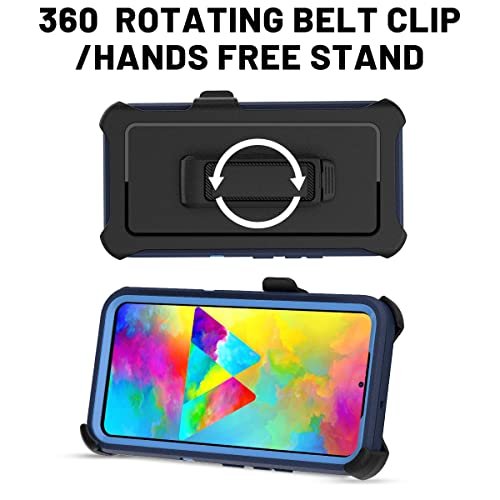 AICase Belt-Clip Holster Case for Galaxy S22 with Screen Protector, Heavy Duty Drop Protection Full Body Rugged Shockproof/DustProof Military Grade Tough Durable Cover for Samsung Galaxy S22 - color: Navy with Belt Clip