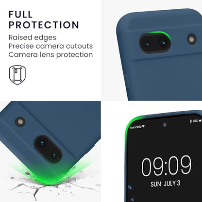 kwmobile Case Compatible with Google Pixel 8a Case - Protective Slim TPU Phone Cover - Soft Matte Finish - Navy Blue - color: navy blue